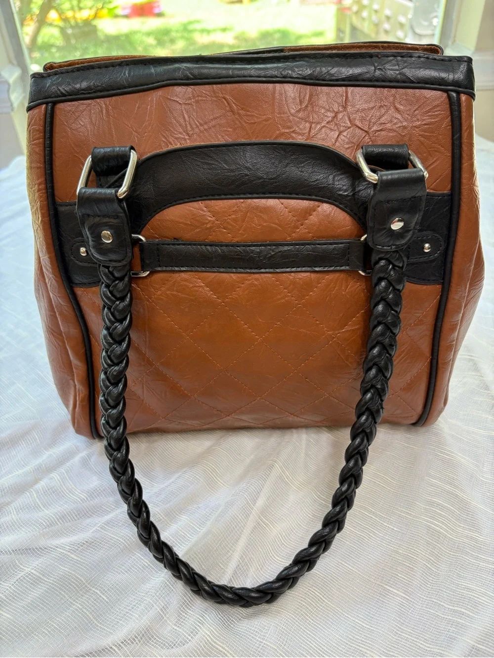 VISM NcSTAR Brown Black Braided Concealed Carry Tote Handbag BWF003